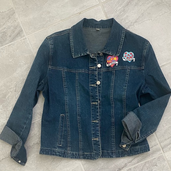 Brighton denim jacket Embroidered Heart Patch  M - Picture 2 of 5